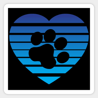 Cat Paw Heart Valentine - Dark Blue Gradient Sticker